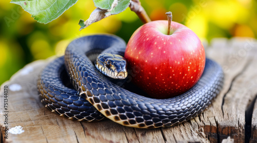 Snake with an apple fruit --chaos 20 --ar 16:9 --style raw --v 6 Job ID: 01d4a4bc-e553-4713-84ee-73608ecbd4d6 photo