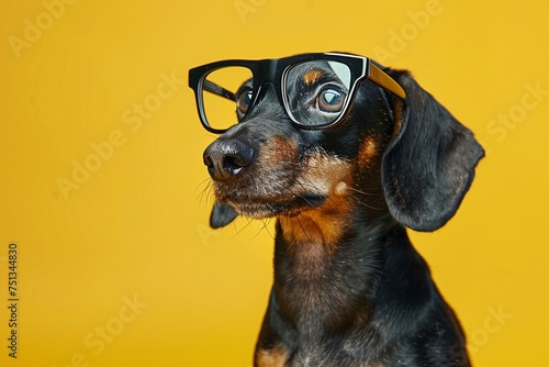 a dog wearing glasses © White