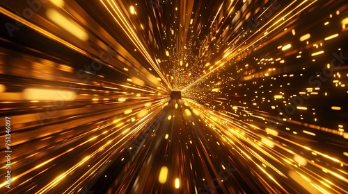 tunnel of lights in the dark radial golden lines for signs corporate, advertisement business, billboard agency advertising, ads campaign, motion video, landing page, website header. Generative Ai