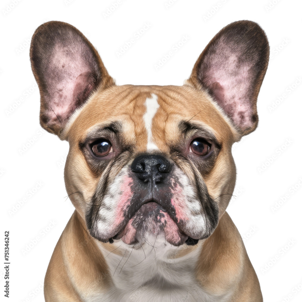 Close Up of French Bulldog on White Background