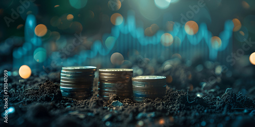 Coins stack on table with bokeh light background business and finance concept idea 