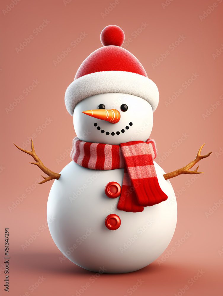 3d cute cartoon snowman model
