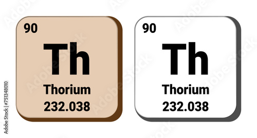 Th, Thorium element vector icon, periodic table element. Vector illustration EPS 10 File. Isolated on white background.
