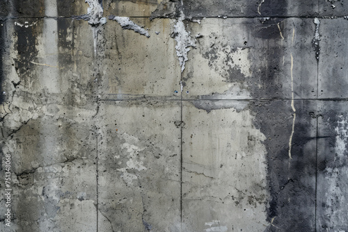 A concrete wall with paint peeling off, revealing the weathered surface underneath