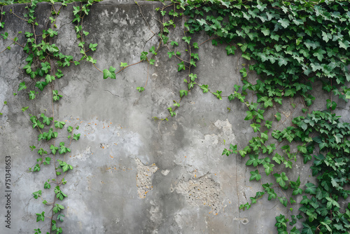 A concrete wall completely covered in lush green ivy, creating a striking contrast between the man-made structure and the natural plant life