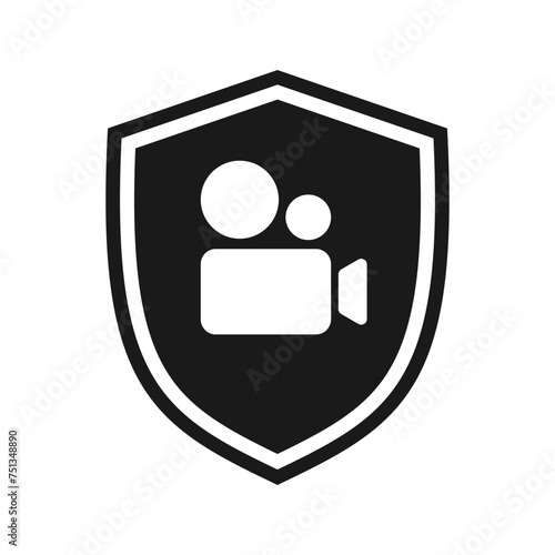 Shield icon with video camera. Vector illustration