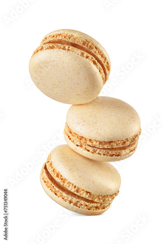 Quadro su tela Three coconut yellow macarons isolated
