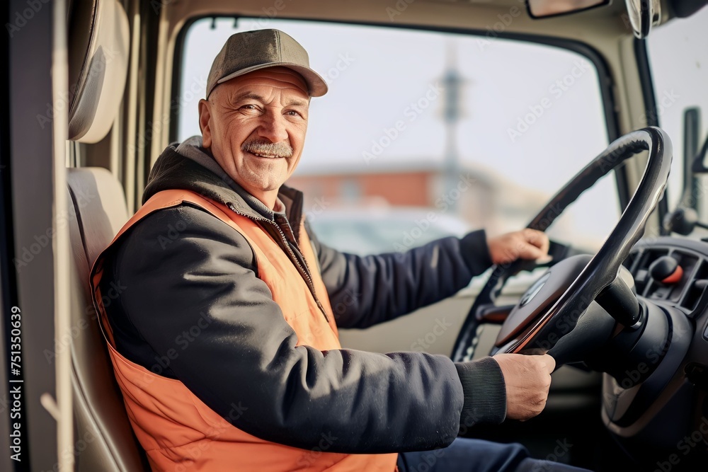 Portrait of happy truck driver 