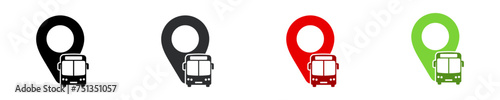 Position bus icon. Simple marker transport symbol. Isolated graphic illustration point vehicle. Location autobus icons in vector design style