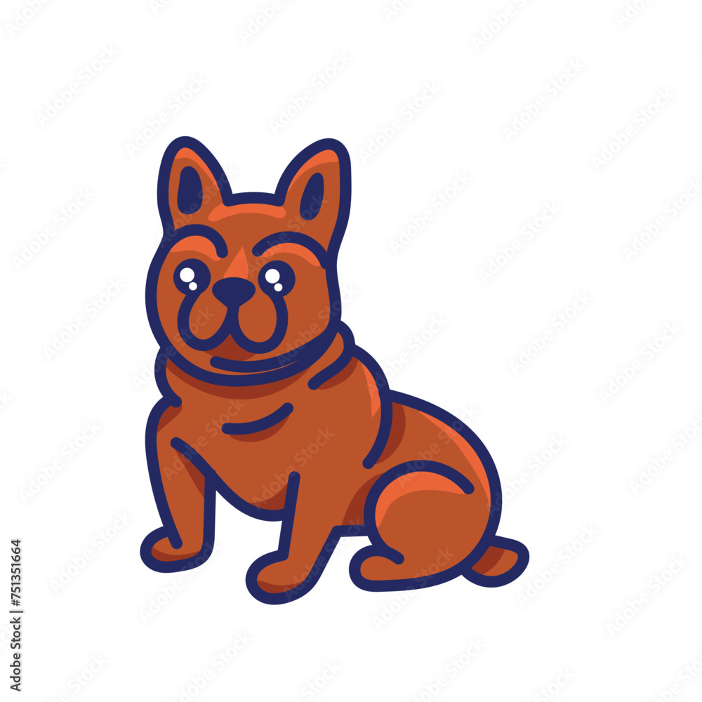 French bulldog line drawing isolated on white background. French bulldog line drawing isolated on white background.