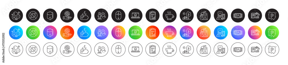 Scroll down, Diesel station and No puzzle line icons. Round icon gradient buttons. Pack of Vitamin h, Bicycle, Battery icon. Website education, Checklist, Safe planet pictogram. Vector Scroll down, Diesel station and No puzzle line icons. Round icon gradient buttons. Pack of Vitamin h, Bicycle, Battery icon. Website education, Checklist, Safe planet pictogram. Vector