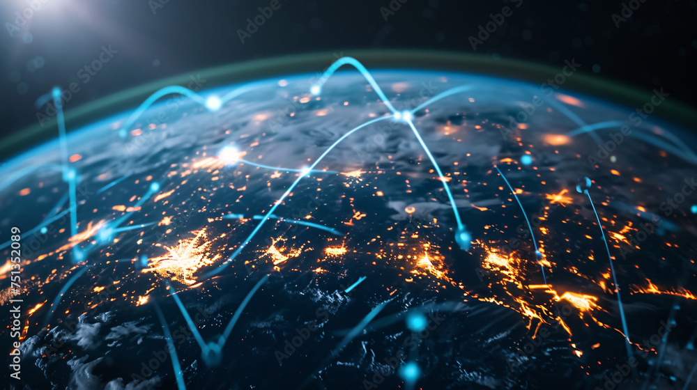 Fototapeta premium Global Internet network connectivity concept map 