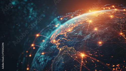 Obraz na płótnie Global Internet network connectivity concept map 