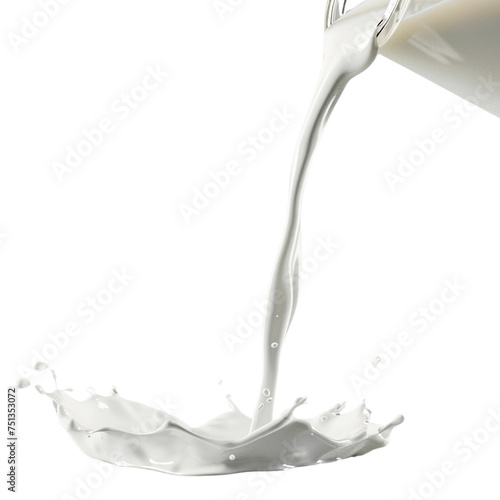 Pouring milk isolated transparent