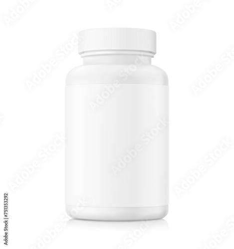 Plastic bottle mockup isolated on white background. Can be used for medical, sport nutrition. Vector illustration. ready for your design. EPS10.	