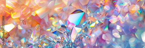 holographic light crystal pattern texture, shimmering with iridescent rainbow colors