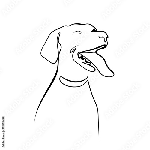 Solid line drawing. line drawing of a dog. Vector minimalistic