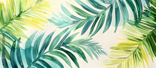 A watercolor vector illustration set featuring tropical leaves  exotic plants  palm leaves  and monstera isolated on a white background.