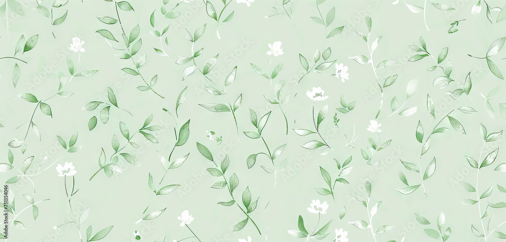 spring floral pattern in soft pale shade of green color background - AI Generated spring floral pattern in soft pale shade of green color background - AI Generated