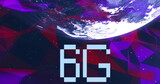 Image of 6g text over globe and network of connections on purple background