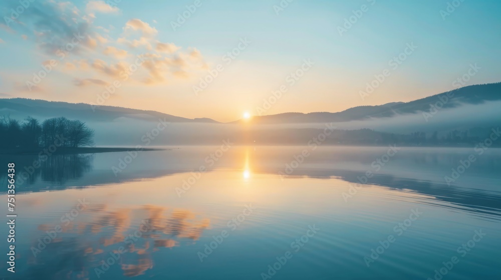 Sunrise Serenity: Tranquil Landscape Highlighted