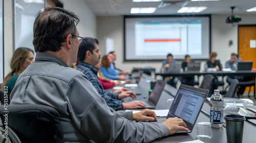 A detailed photograph showcasing participants engaged in a training workshop focused on threat detection methodologies and techniques, led by experienced instructors.