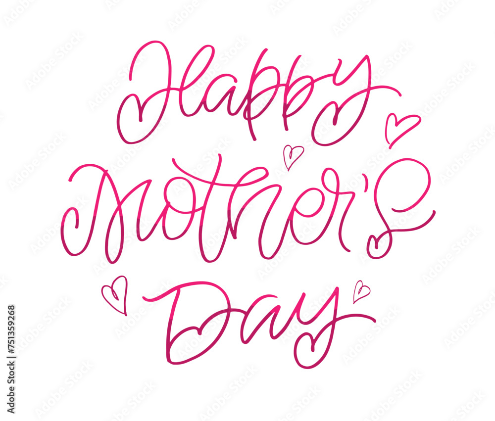 Obraz premium Happy Mothers day - cute lettering art for postcard, t-shirt design, mug print, wed, invitation. Best mom ever. 100% vector