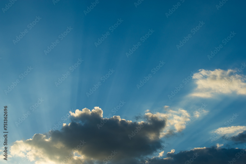 Clouds and sunlight against the backdrop of the sky in the evening. Clouds and sunlight against the backdrop of the sky in the evening.