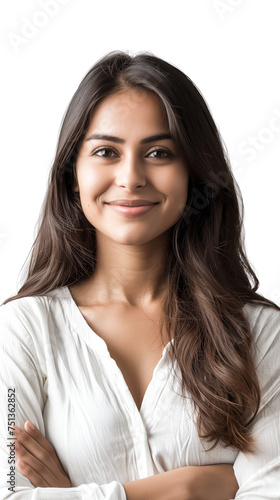 An Indian professional woman with a friendly smile