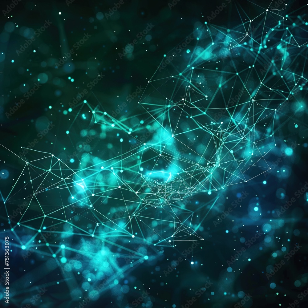 Abstract futuristic blue green technology background with a cyber ...