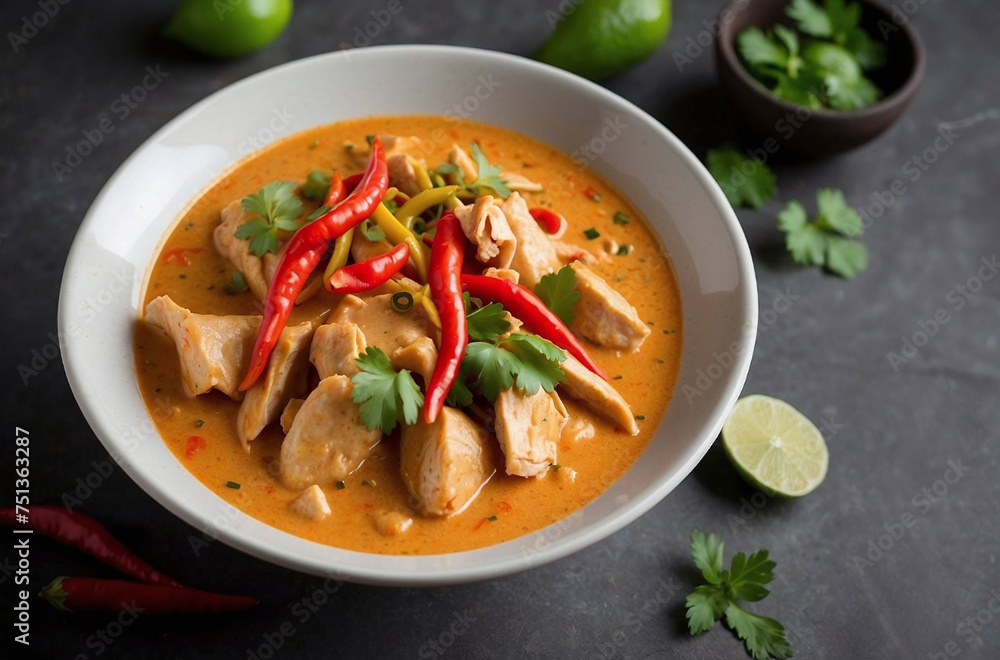 Thai red curry with chicken.