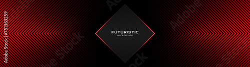 3D black red techno abstract background overlap layer on dark space with glowing lines decoration. Modern graphic design element rhombus style concept for web, poster, flyer, card, or brochure cover