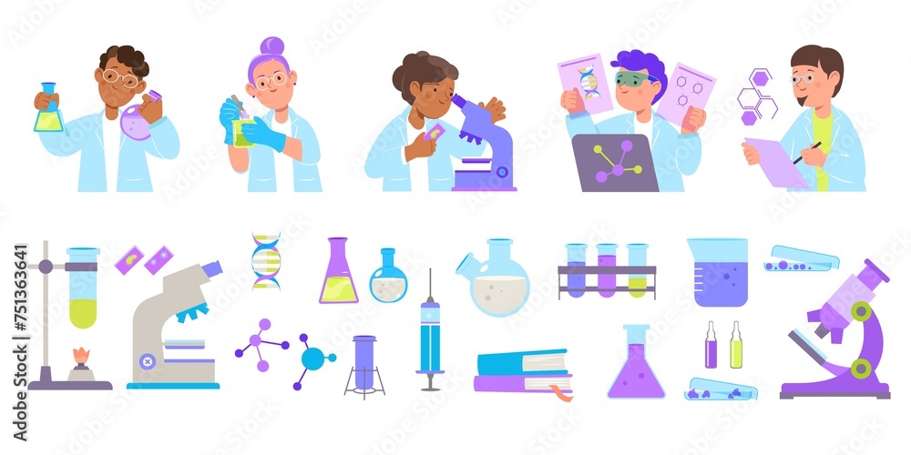 Science lab elements in flat design Science lab elements in flat design
