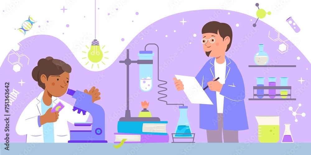 Science lab illustration in flat design Science lab illustration in flat design