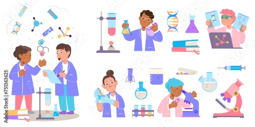 Science lab elements in flat design