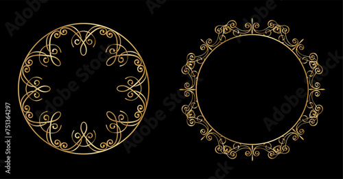 Ornamental Golden Circular Frame Collection