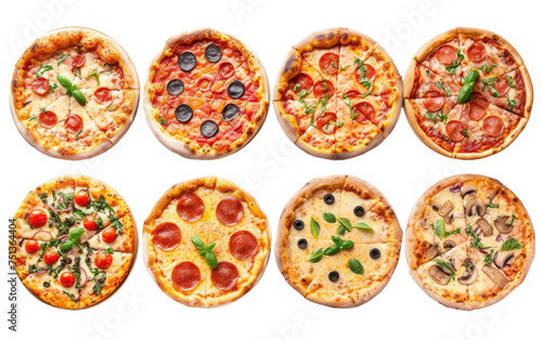 Collection of top-notch pizzas isolated on transparent Background
