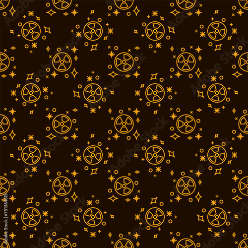 Space Based Nukes vector Radiation seamless pattern in outline style
