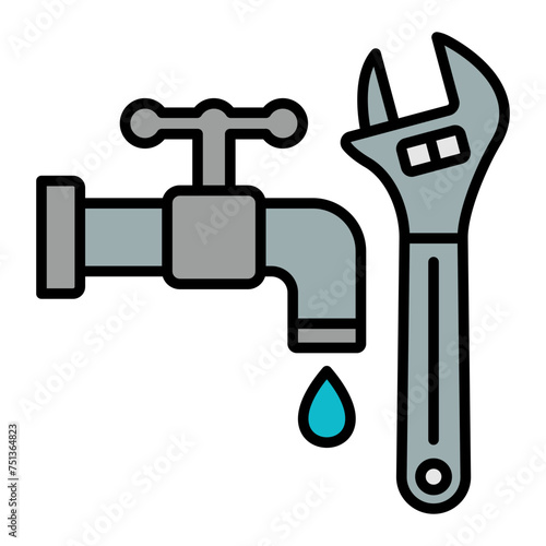   Plumbing line filled icon