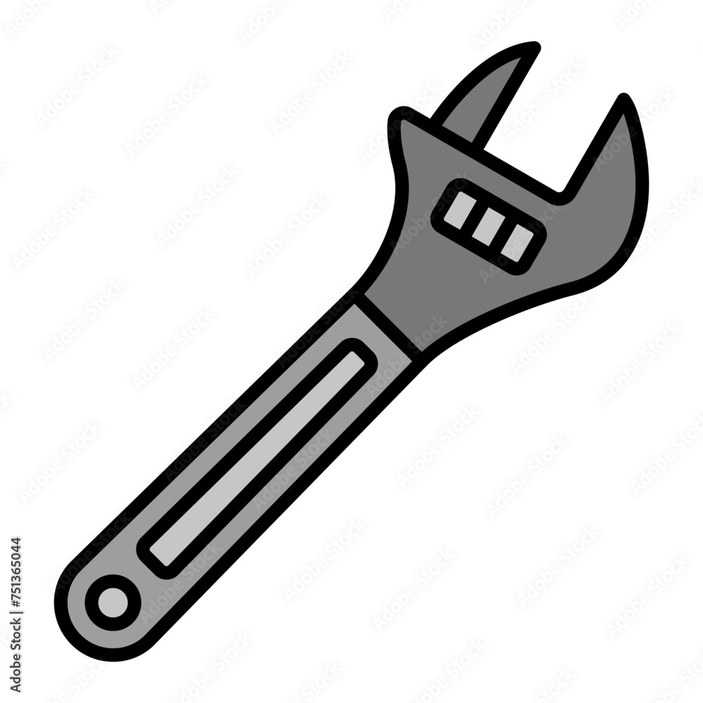 Adjustable wrench line filled icon Adjustable wrench line filled icon
