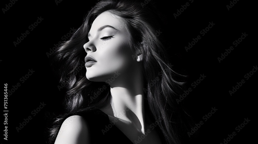 Close-Up Black and White Portrait of a Young Woman Close-Up Black and White Portrait of a Young Woman