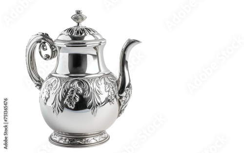 Shiny Jug of Ornamented Silver isolated on transparent Background