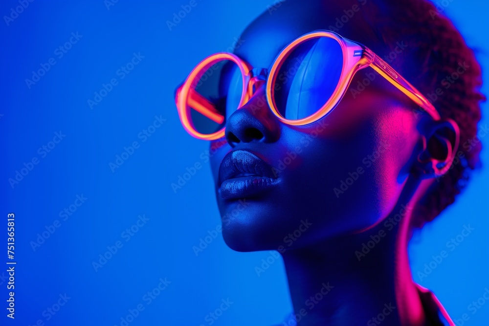 Elegant Model in Neon Light With Vibrant Shades Elegant Model in Neon Light With Vibrant Shades