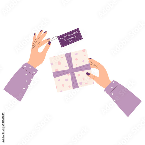 Hands packing gift illustration