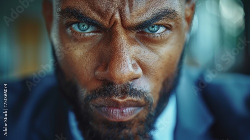 Close Up of a Man With Blue Eyes