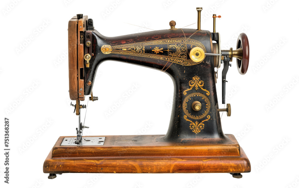 Unveiling the Sewing Machine On Transparent Background.