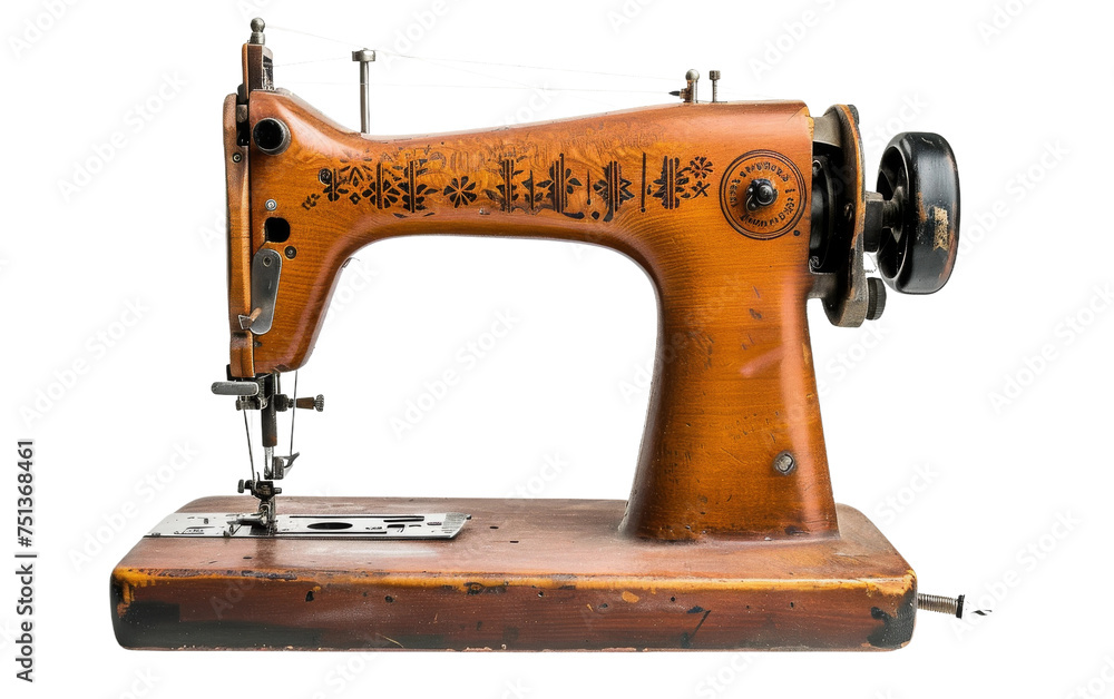 The Artistry of the Sewing Machine On Transparent Background.