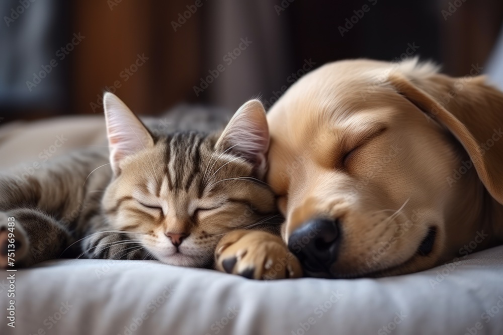 custom made wallpaper toronto digitalA cat and a dog peacefully slumber together.