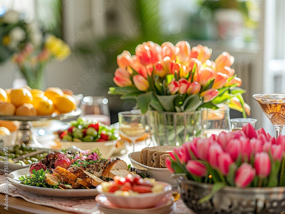 Warm Family Easter Brunch with Spring Delicacies

