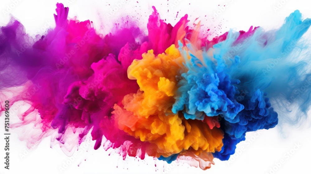 Colored powder explosions on a white background Colored powder explosions on a white background